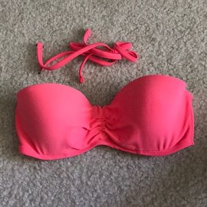 Pink strapless bikini top